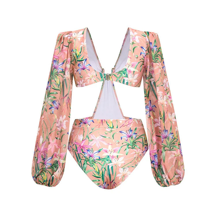 Damen Bikiniset mit eleganten, langen transparenten Ärmeln Drune