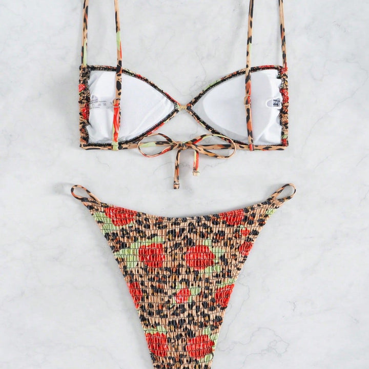 Damen verführerischer Triangel-Bikini mit strukturierter Oberfläche Drune