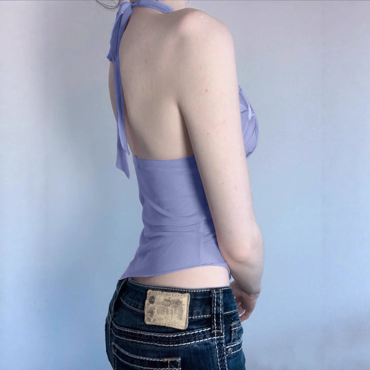 Damen Oberteil im Halterneck-Design mit floralem Druck und asymmetrischem Schnitt Drune