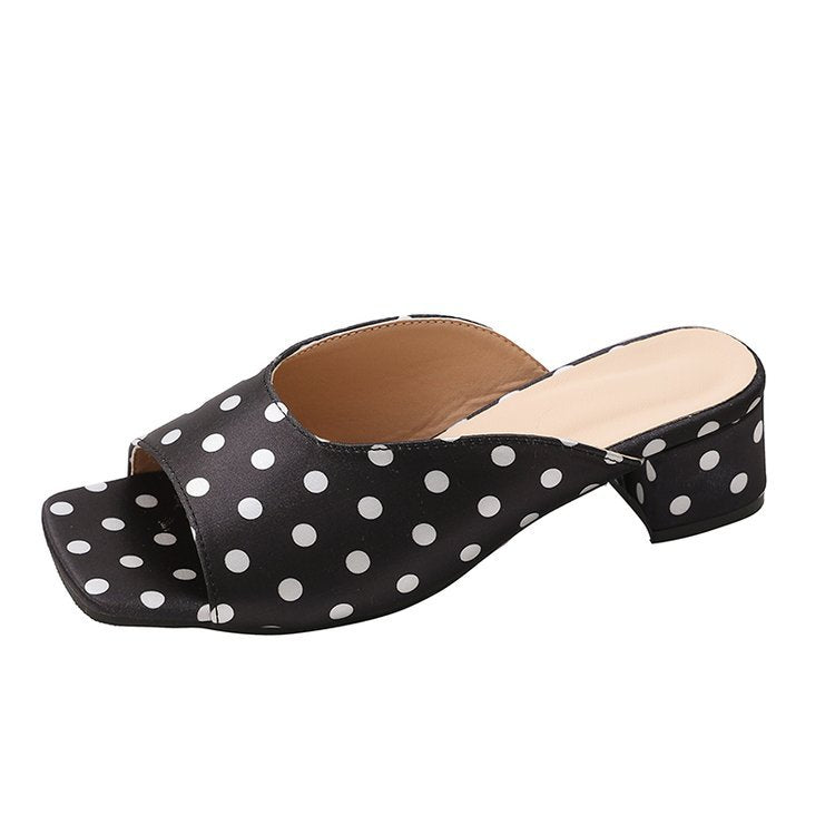 Damen elegante Mules mit offenem Zehenbereich und niedrigem Blockabsatz Drune