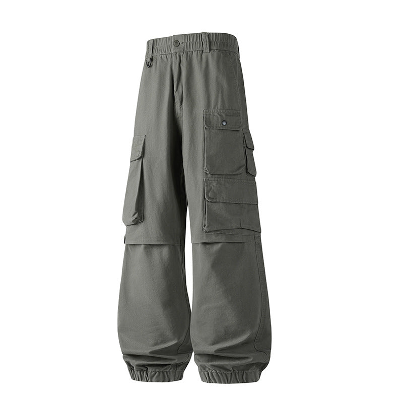 Herren Weite Convertible-Cargo-Hose im Tactical-Streetstyle mit Mehrfachklappentaschen und elastischem Knöchelabschluss Drune