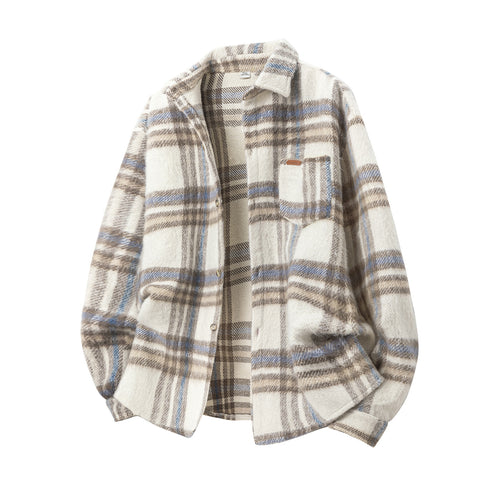 Unisex Oversize-Karo-Hemdjacke mit weichem Bouclé-Finish Drune