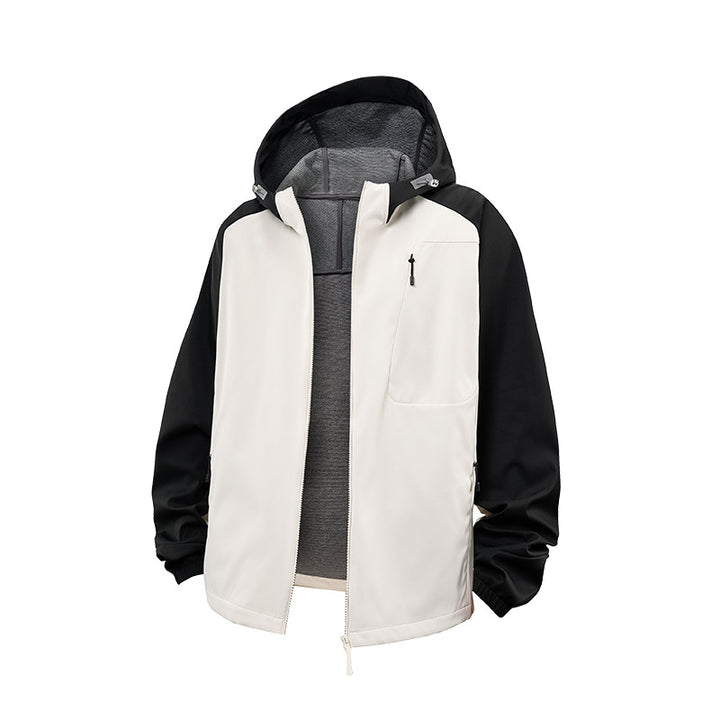 Herren Wasserdichte Softshell-Kapuzenjacke mit Fleece-Innenfutter, winddicht und mit Brustreißverschluss Drune