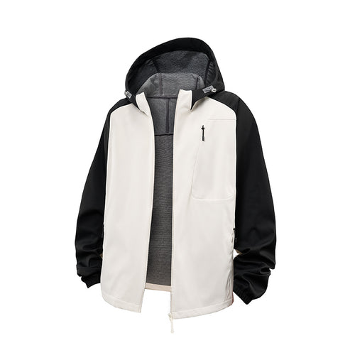 Herren Wasserdichte Softshell-Kapuzenjacke mit Fleece-Innenfutter, winddicht und mit Brustreißverschluss Drune