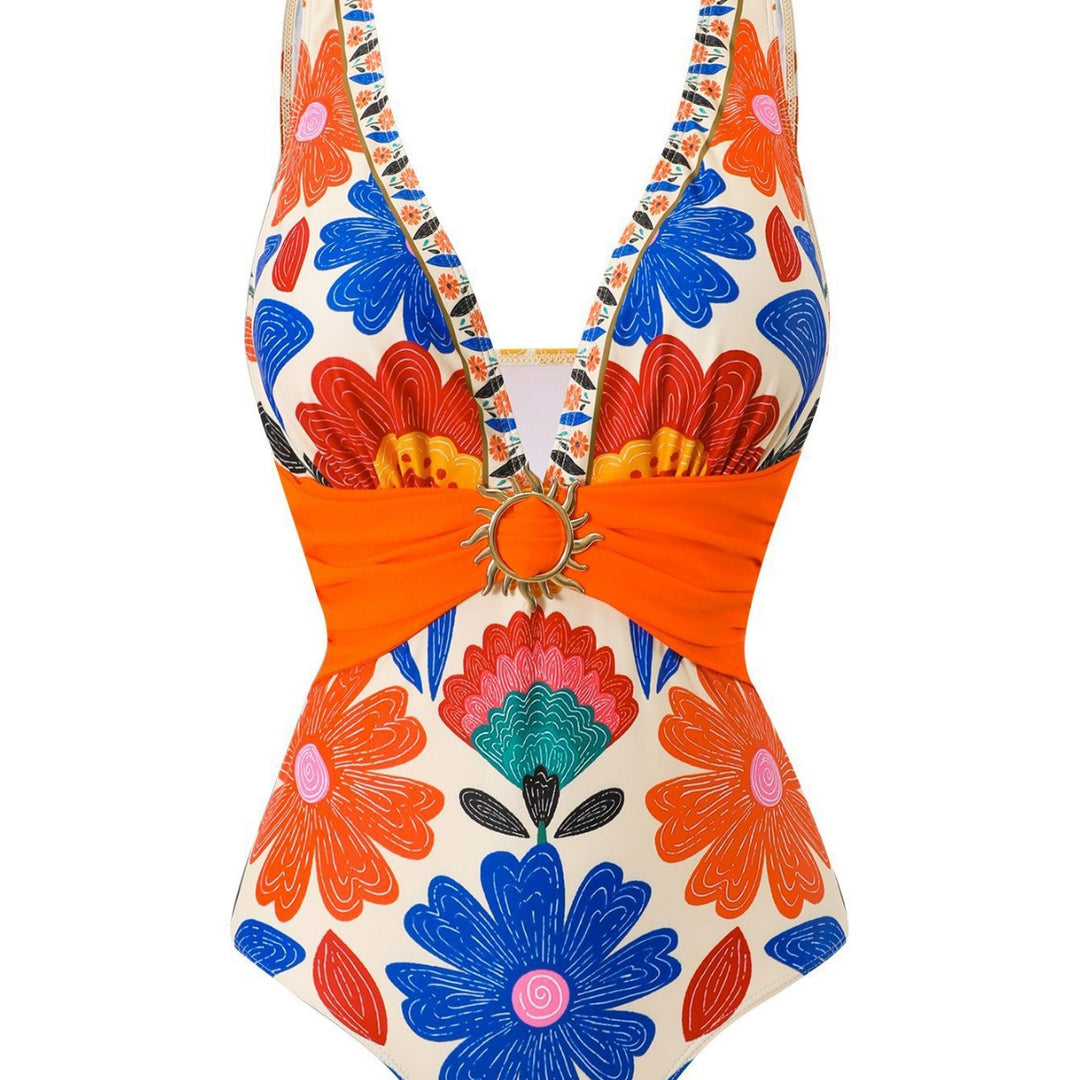 Damen Mehrteiliges Badeanzug-Set mit floralen Motiven Drune