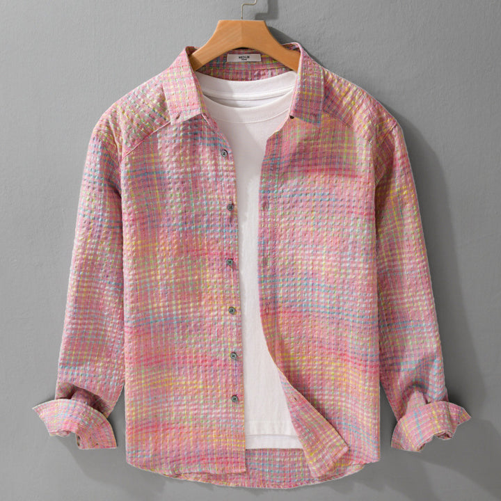 Damen Leichtes Crinkle-Karohemd im Overshirt‑Stil mit Aquarell-Check und relaxed Fit Drune