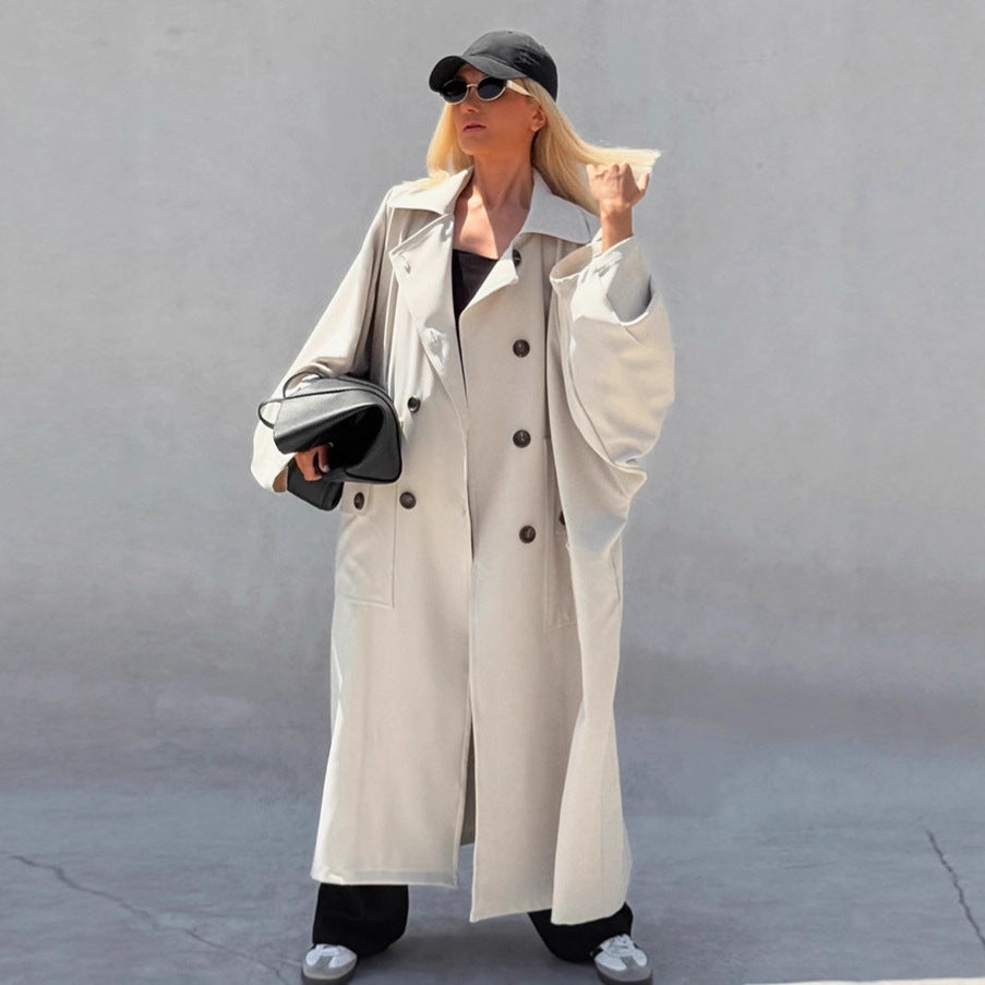 Damen Oversized Trenchcoat mit kreativem Schnitt und einzigartigen Details Drune