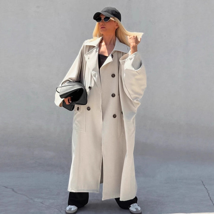 Damen Oversized Trenchcoat mit kreativem Schnitt und einzigartigen Details Drune