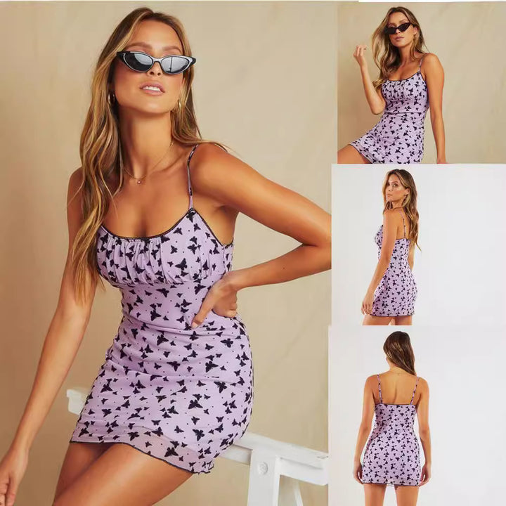 Damen Minikleid mit zarten Flügelchen und Rüschendetails Drune