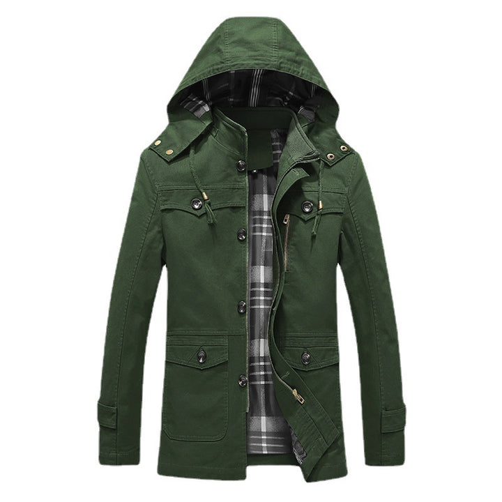 Herren Übergangs-Canvasparka mit gesteppter Karofutter-Innenlage und Mehrfachtaschen Drune