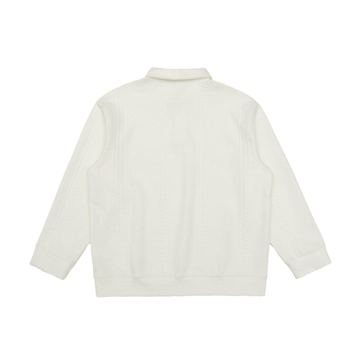 Unisex Strukturierter Polopullover mit Hemdkragen und Zopfmuster Drune
