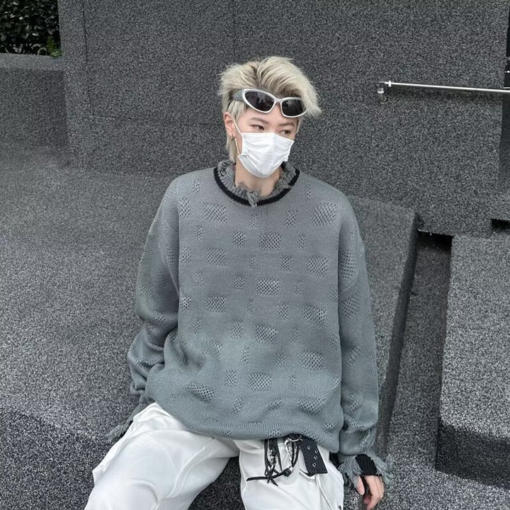Unisex Lässiger Grobstrickpullover mit Fransen Drune