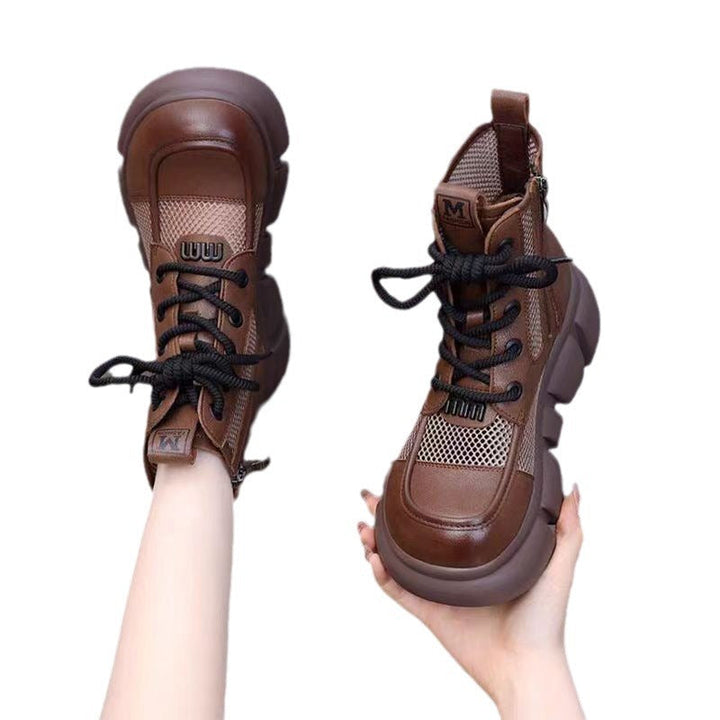 Damen Sportliche High-Top Sneakers mit Luftdurchlässigem Mesh und Chunky Sohle Drune