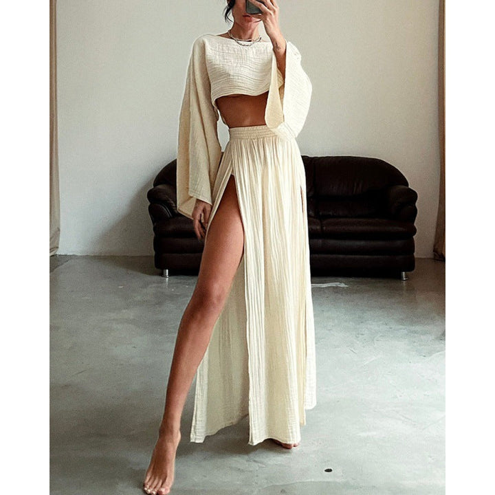 Damen Zweiteiliges Maxikleid mit Off-Shoulder-Design und Schlitz Drune