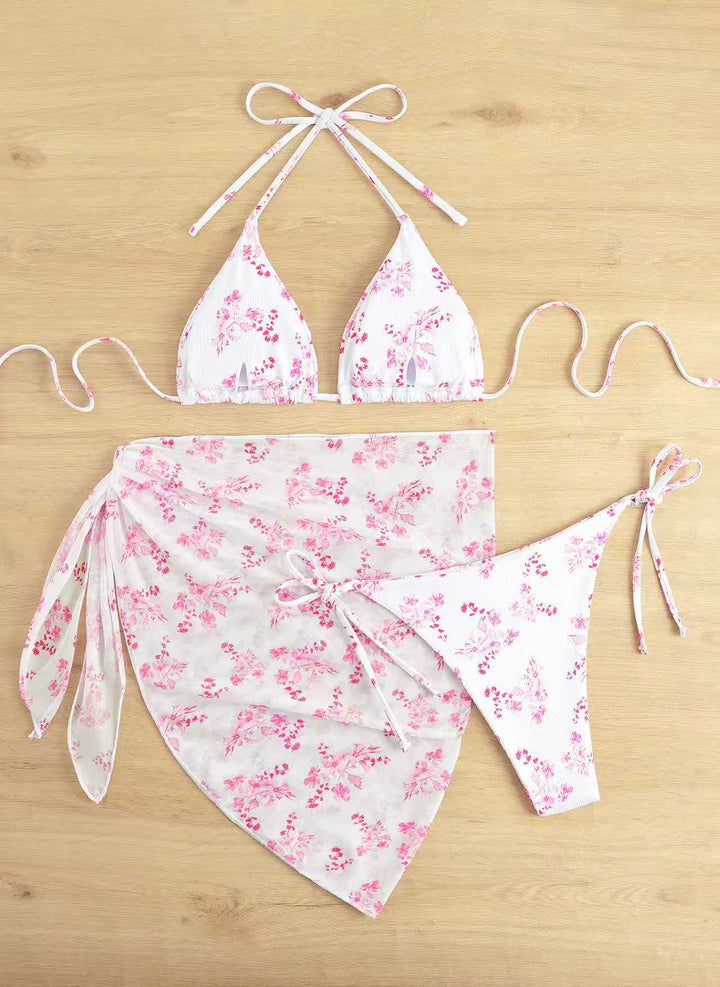 Damen Bikini-Set mit floralem Wickelrock Drune