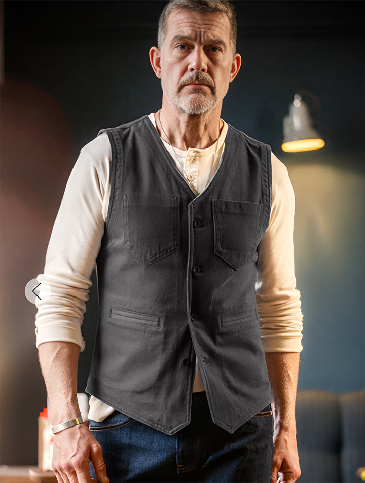 Herren modische Weste im Vintage-Stil mit Taschen Drune