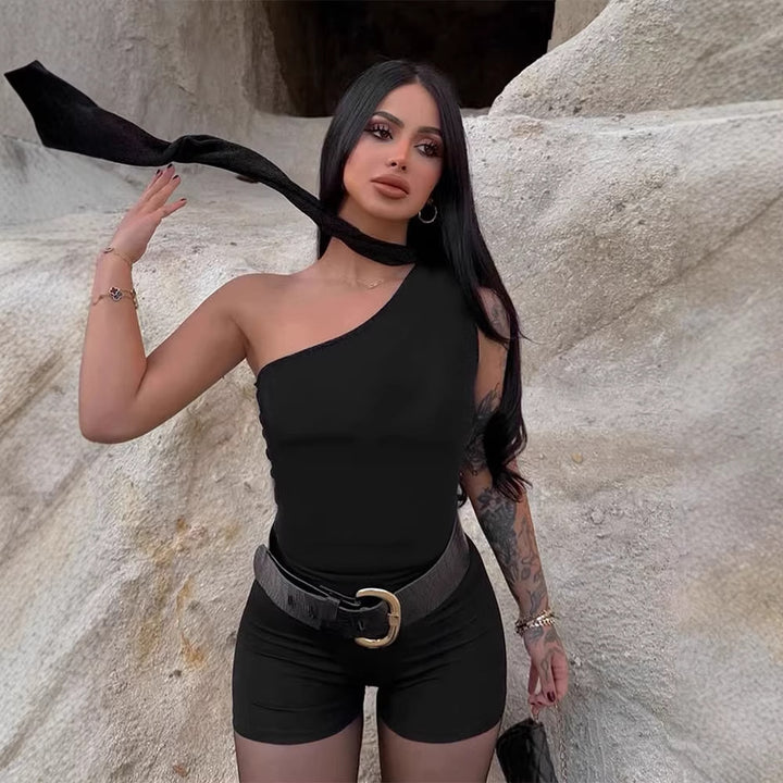 Damen Asymmetrisches Oberteil mit bindbarem Kragen und Raffung Drune