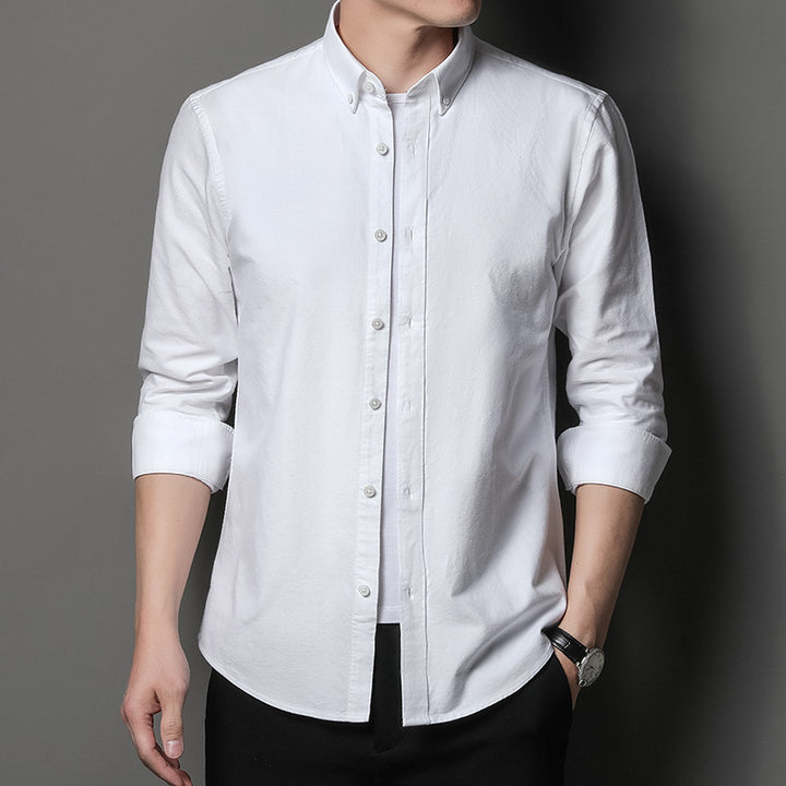 Herren Langarmhemd aus atmungsaktivem Baumwollmix mit modischem Button-Down Kragen Drune
