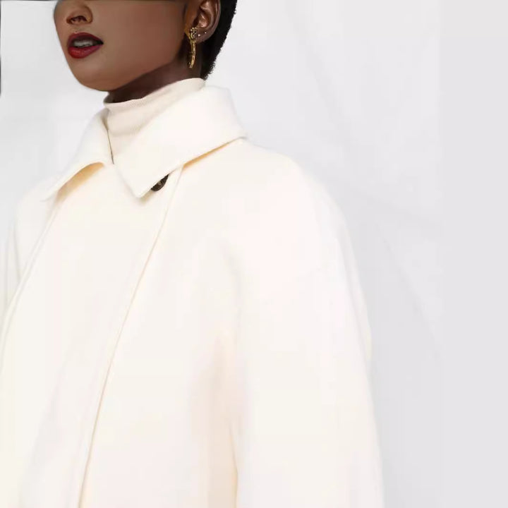 Damen Oversize Wollmix‑Mantel mit überschnittener Schulter und minimalistischer Knopfleiste Drune