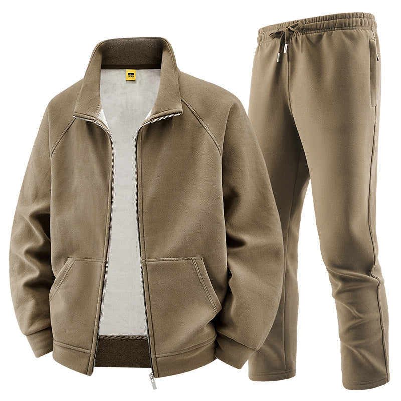Herren Fleece-Trainingsset mit Stehkragen und Elastikbund Drune