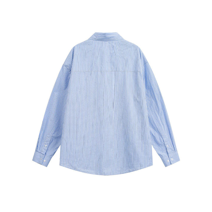 Herren Locker geschnittenes Streifenhemd im Oversize‑Cut mit Brusttasche und gerundetem Saum Drune