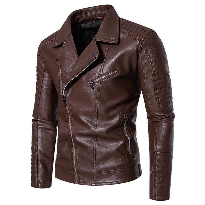 Herren Modische Kunstleder Bikerjacke Drune