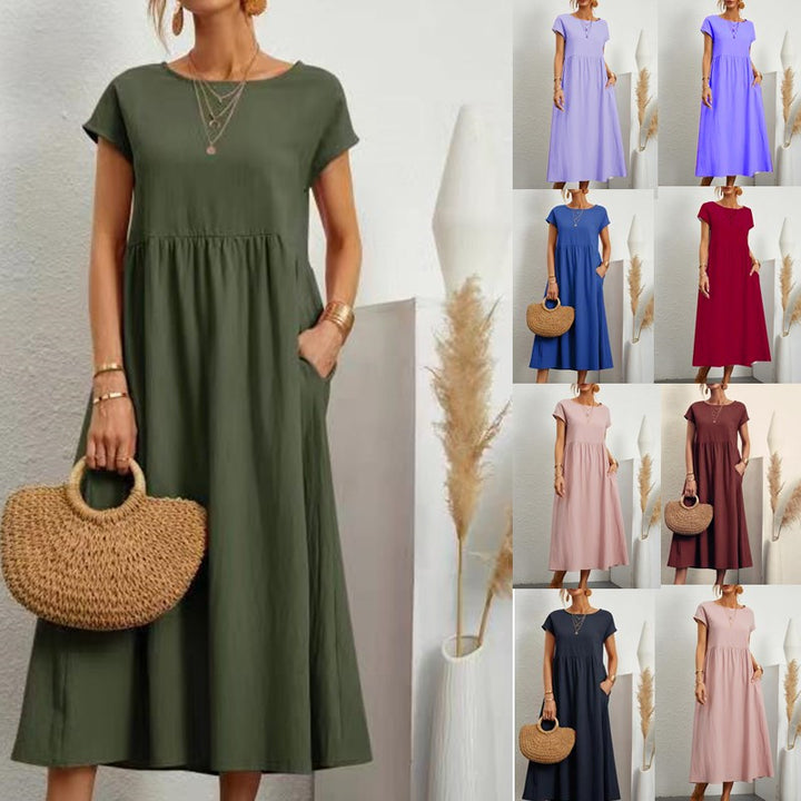 Damen Midikleid mit lässigem Schnitt und seitlichen Taschen Drune