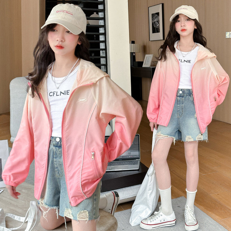 Damen nan leichte Übergangsjacke mit Kapuze elastischen Bündchen und Reißverschlusstaschen Drune
