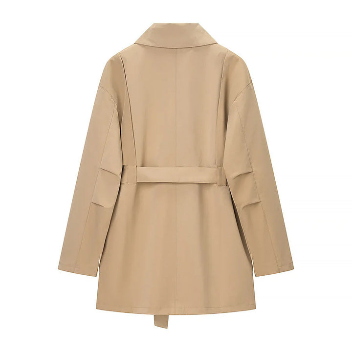 Damen nan taillierter Trenchparka mit Bindegürtel, asymmetrischer Blende und großen Pattentaschen Drune