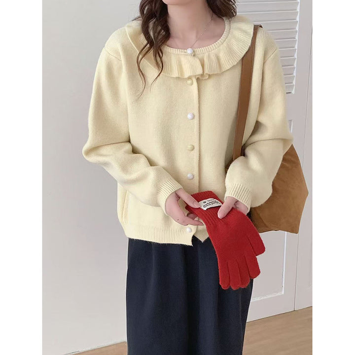 Damen Kuschelige Strickjacke mit Rüschendetail Drune