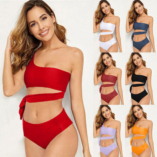 Damen Einseitiger Bikini mit trendigem Wickel-Design Drune
