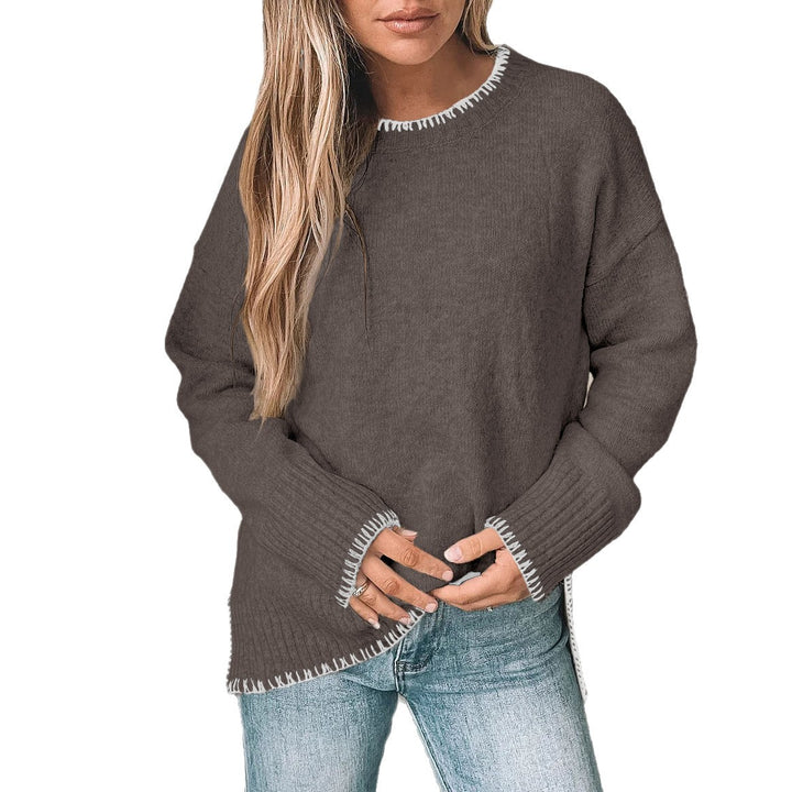 Damen Lässiger Strickpullover mit Rippdetails Drune