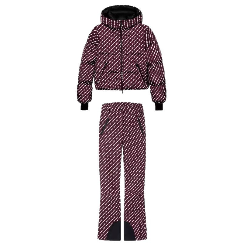 Damen Gemusterte Stretch-Joggpant mit ausgestelltem Schlag, elastischem Tunnelzugbund und Reißverschlusstaschen Drune