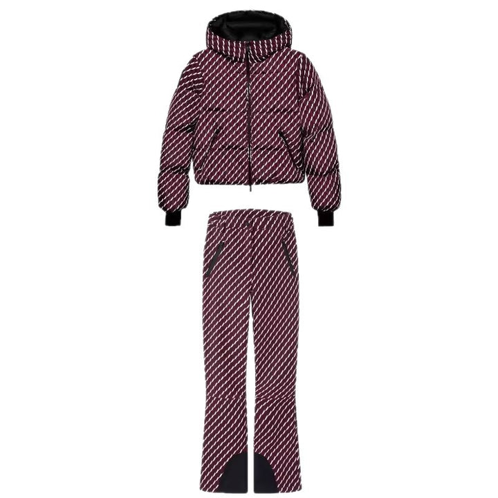 Damen Gemusterte Stretch-Joggpant mit ausgestelltem Schlag, elastischem Tunnelzugbund und Reißverschlusstaschen Drune