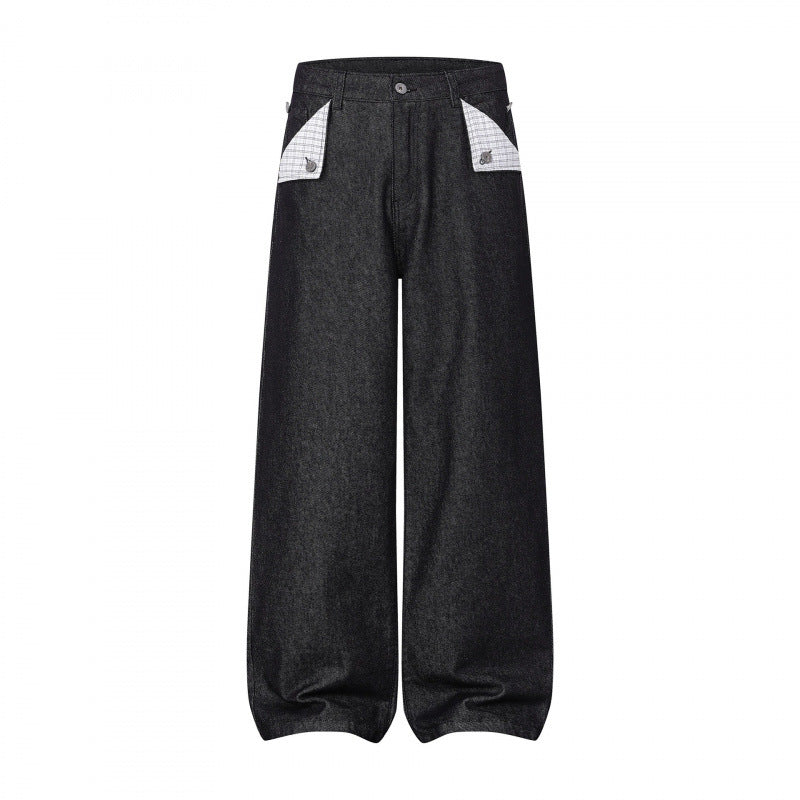 Damen Weite Balloon-Jeanshose mit hoher Taille, kontrastierten Pattentaschen und ballonförmigem Saum Drune