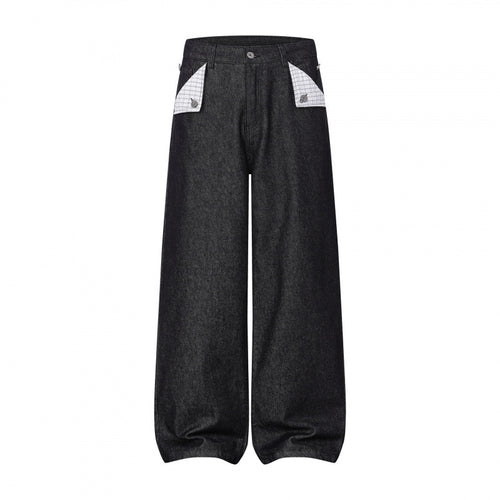 Damen Weite Balloon-Jeanshose mit hoher Taille, kontrastierten Pattentaschen und ballonförmigem Saum Drune