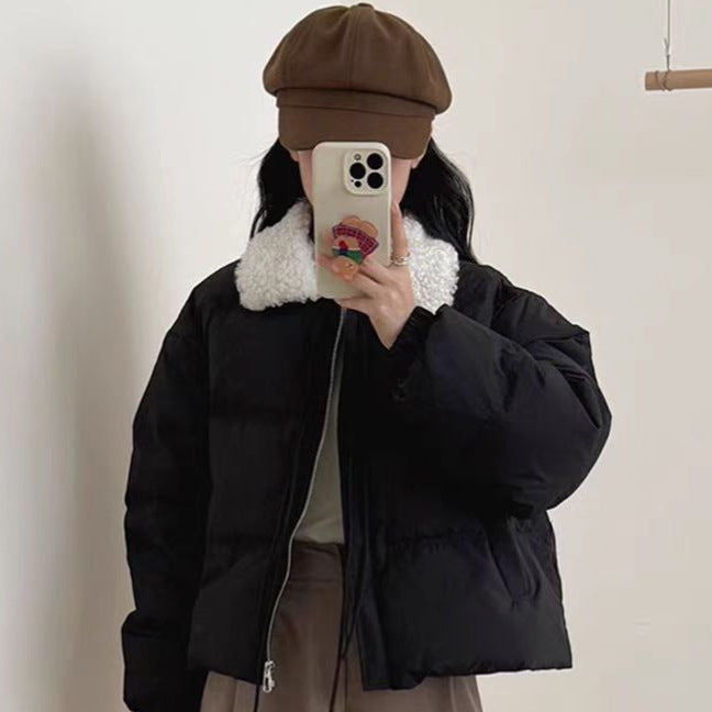 Damen Trendige Steppjacke mit Teddykragen und praktischen Taschen Drune