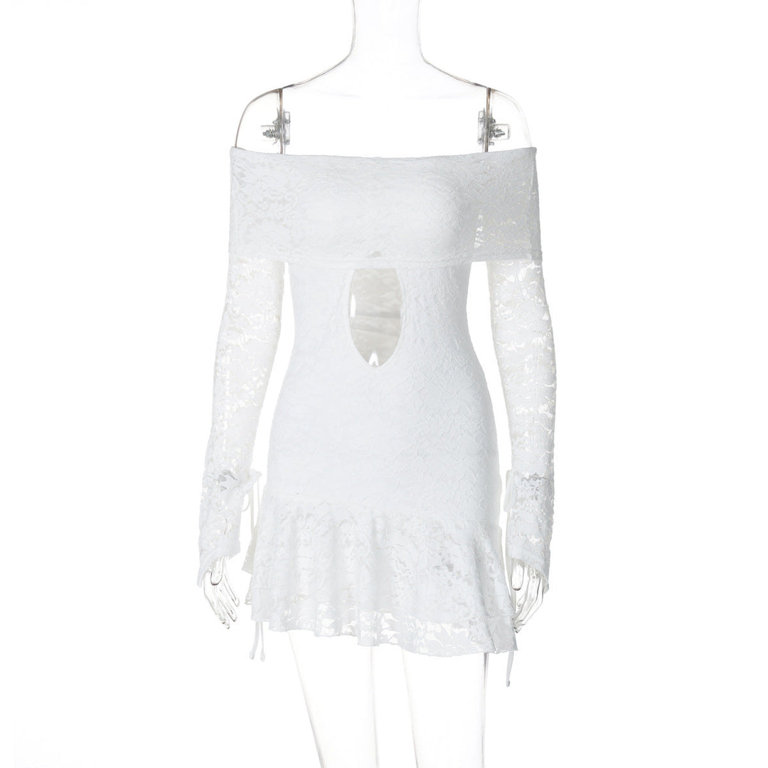 Drune | Damenbekleidung Herbst Sexy Ausschnitt Spitze Langarmkleid