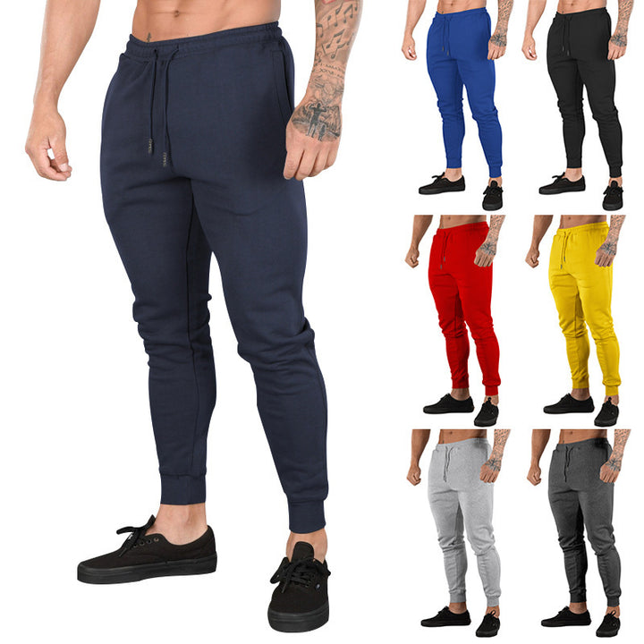 Herren nan schmal geschnittene Fleece-Freizeithose mit Tunnelzug, Eingrifftaschen und Rippbündchen Drune