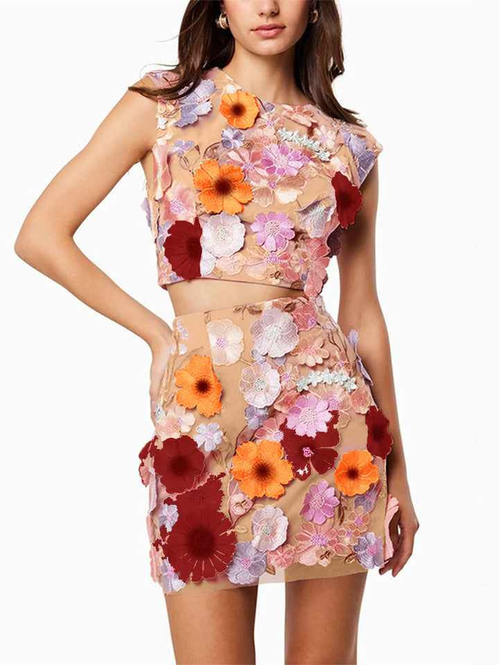 Drune | Ärmelloses Crop Top Bodycon Rock Zweiteiliges Set