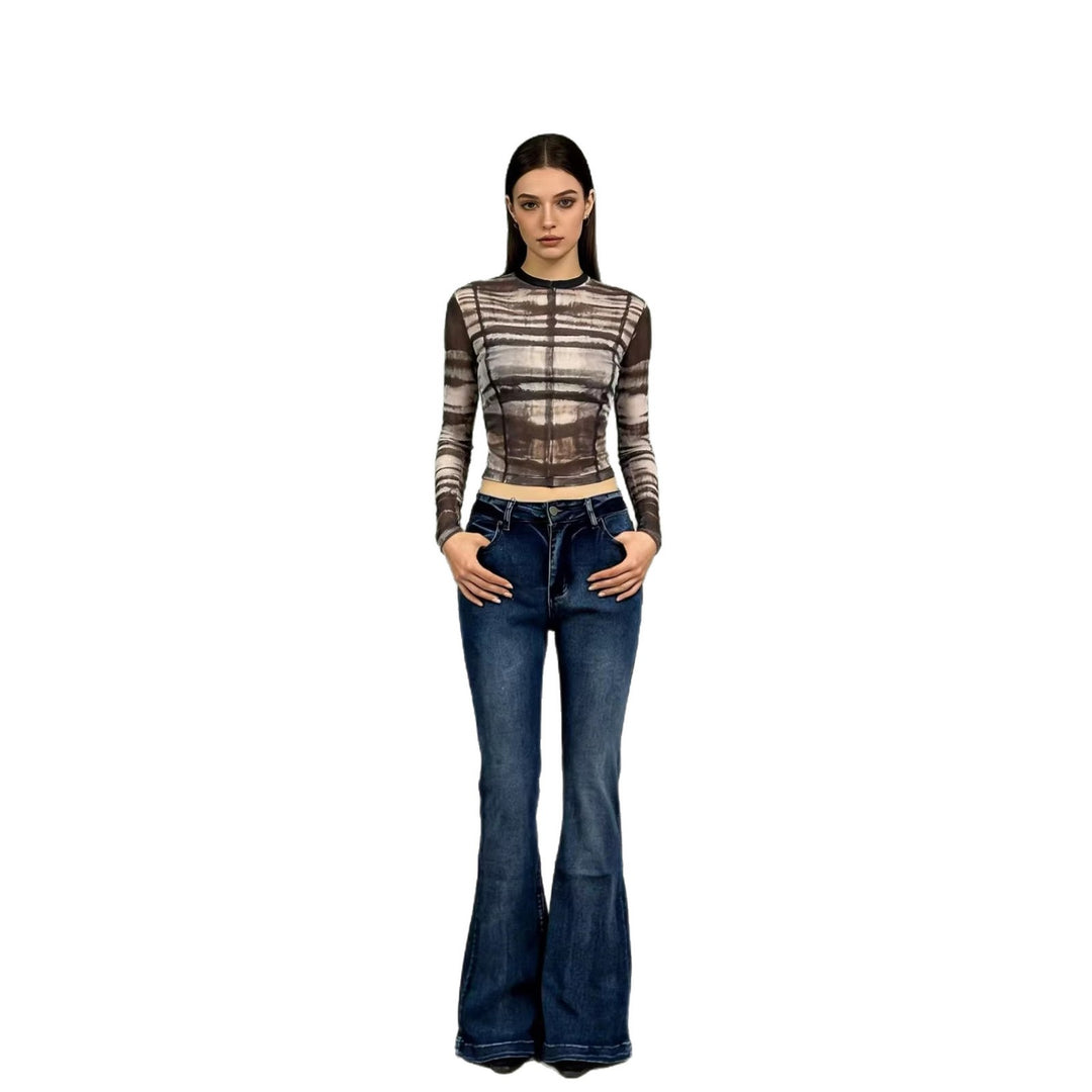 Damen elegantes cropped Oberteil mit Puffärmeln und Vintage-Stickerei Drune