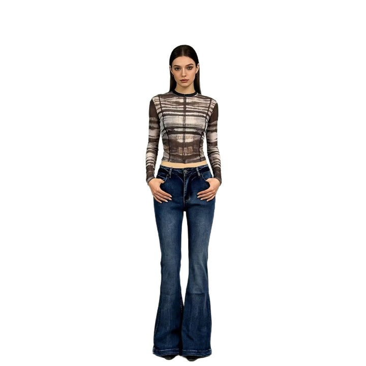 Damen elegantes cropped Oberteil mit Puffärmeln und Vintage-Stickerei Drune