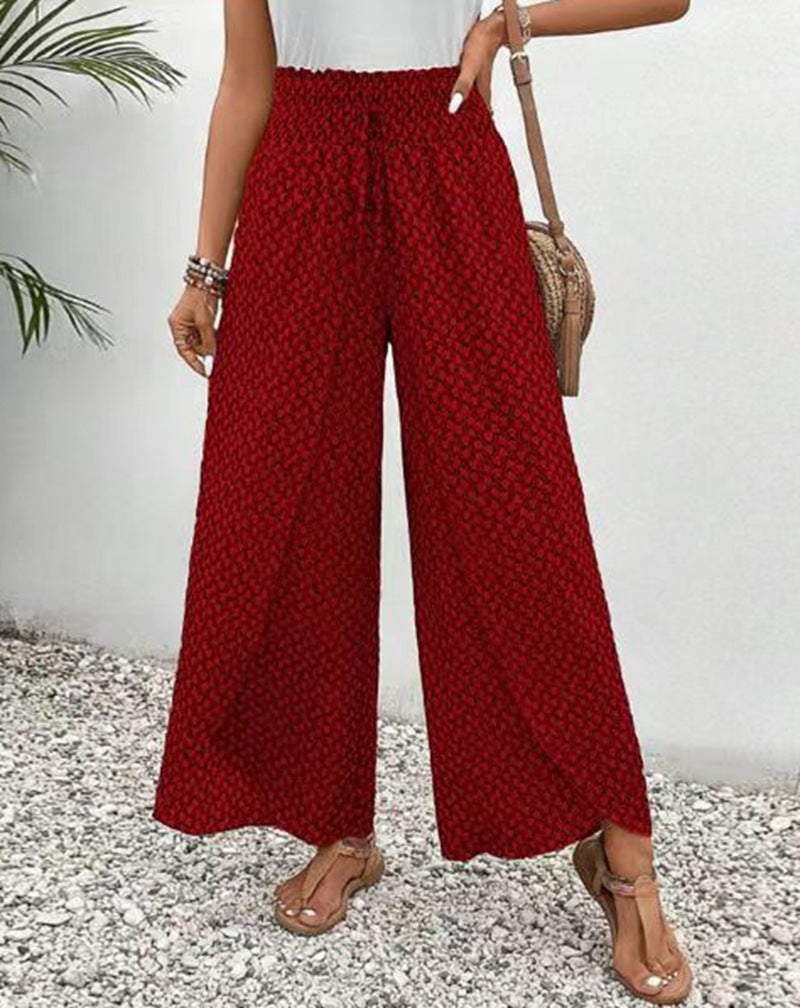 Damen Weite Palazzo-Hose mit bindbarem Bund Drune