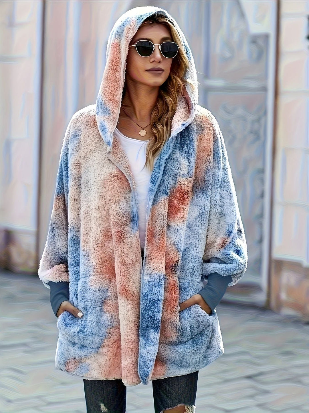 Damen Kapuzenjacke aus kuscheligem Teddyfell Drune