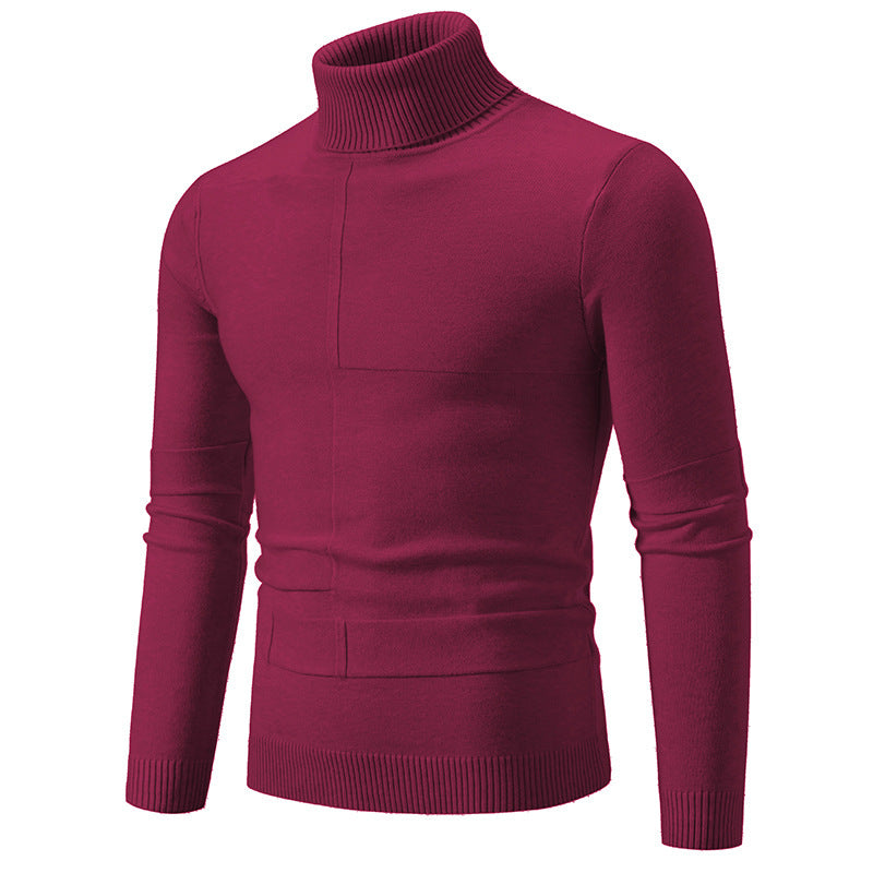 Herren nan feiner Rollkragenpullover mit Strukturnähten, slim-fit und geripptem Bündchen Drune