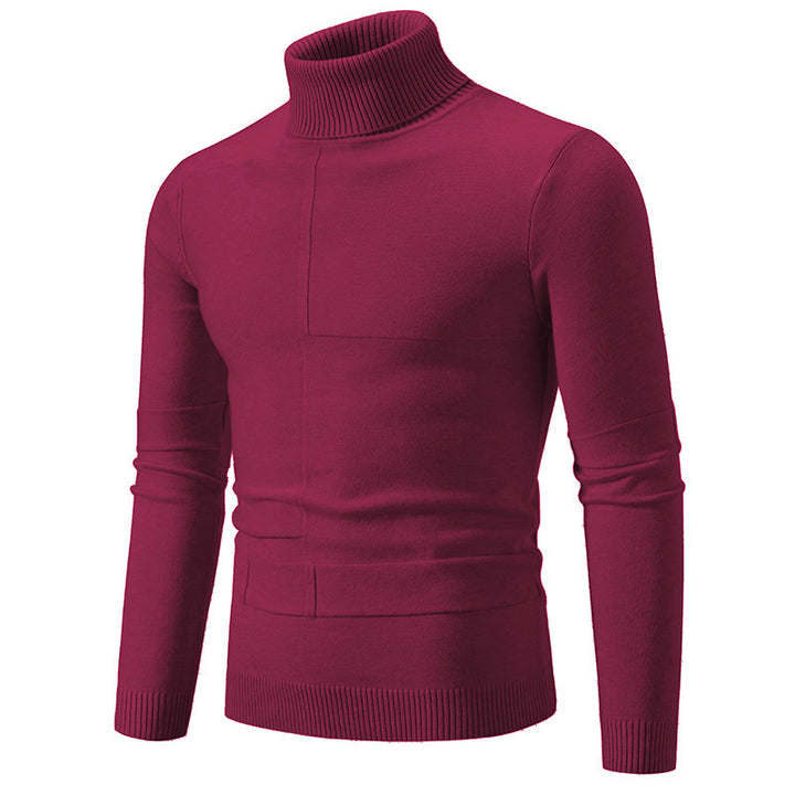 Herren nan feiner Rollkragenpullover mit Strukturnähten, slim-fit und geripptem Bündchen Drune