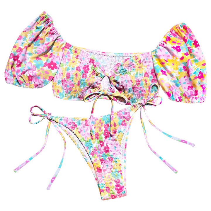 Damen Bikinikostüm mit Rüschenärmeln und modischem Cut-Out Drune