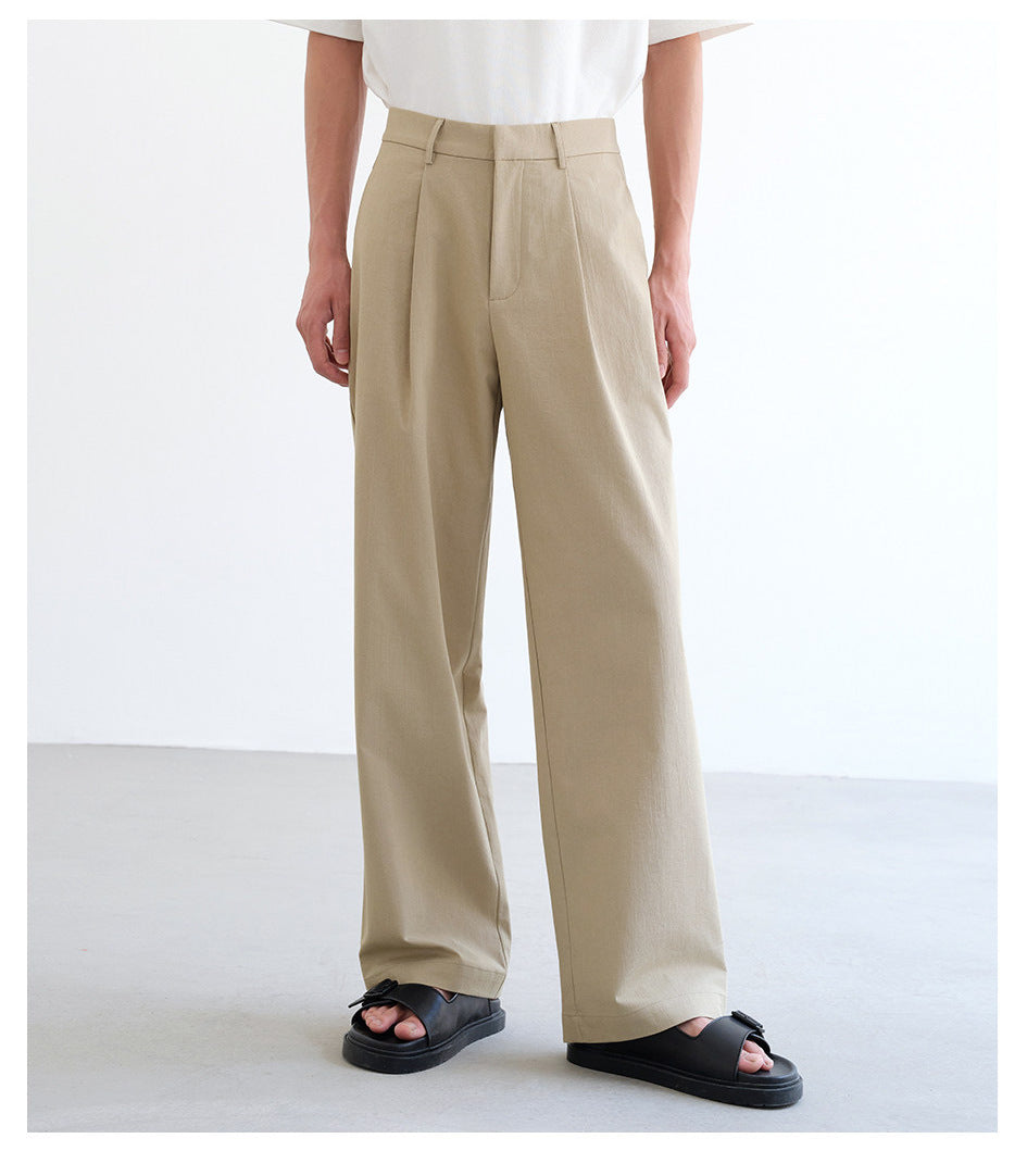 Herren weite hochtaillierte Bundfaltenhose aus Baumwollmix Drune