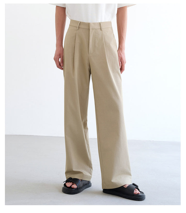 Herren weite hochtaillierte Bundfaltenhose aus Baumwollmix Drune