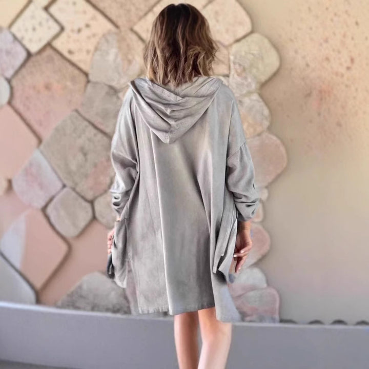Damen Lockere Hochwertige Übergangsjacke mit Kapuze und praktischen Taschen Drune